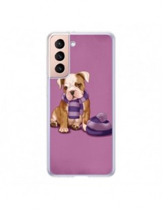 Coque Samsung Galaxy S21 5G Chien Dog Echarpe Bonnet...