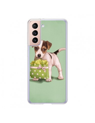 Coque Samsung Galaxy S21 5G Chien Dog Shopping Sac Pois Vert - Maryline Cazenave