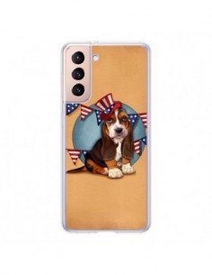 Coque Samsung Galaxy S21 5G Chien Dog USA Americain -...
