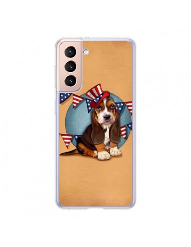 Coque Samsung Galaxy S21 5G Chien Dog USA Americain - Maryline Cazenave