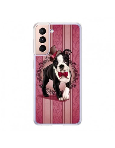 Coque Samsung Galaxy S21 5G Chien Dog Gentleman Noeud Papillon Chapeau - Maryline Cazenave