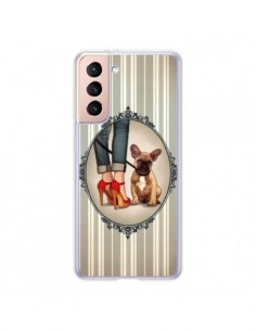 Coque Samsung Galaxy S21 5G Lady Jambes Chien Dog -...