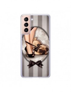 Coque Samsung Galaxy S21 5G Lady Noir Noeud Papillon...