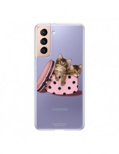Coque Samsung Galaxy S21 5G Chaton Chat Kitten Boite Pois...