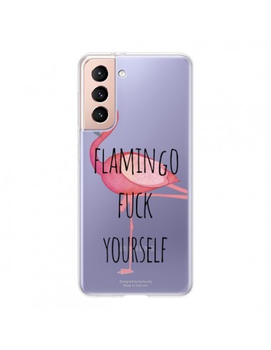 Coque Samsung Galaxy S21 5G Flamingo Fuck Transparente - Maryline Cazenave
