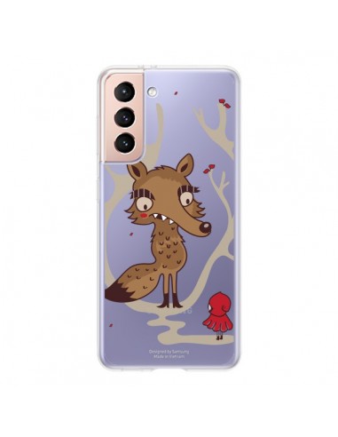 Coque Samsung Galaxy S21 5G Le Petit Chaperon Rouge Loup Hello Big Wolf Transparente - Maria Jose Da Luz