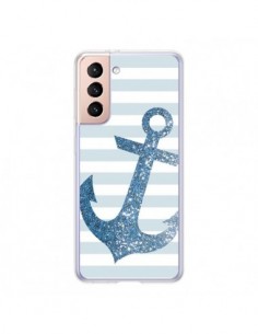 Coque Samsung Galaxy S21 5G Ancre Bleu Navire - Monica...