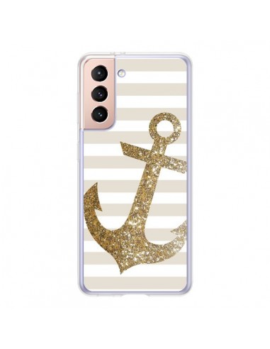 Coque Samsung Galaxy S21 5G Ancre Or Navire - Monica Martinez