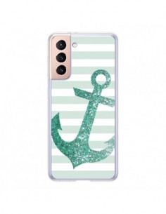 Coque Samsung Galaxy S21 5G Ancre Vert Navire - Monica...