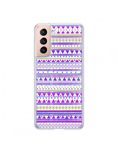Coque Samsung Galaxy S21 5G Bandana Violet Azteque - Monica Martinez