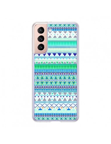 Coque Samsung Galaxy S21 5G Chenoa Bleu Azteque - Monica Martinez