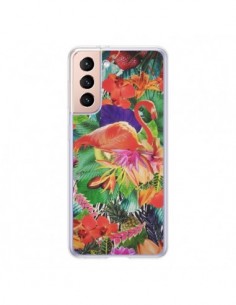 Coque Samsung Galaxy S21 5G Tropical Flamant Rose -...