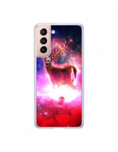 Coque Samsung Galaxy S21 5G Cosmic Deer Cerf Galaxy -...