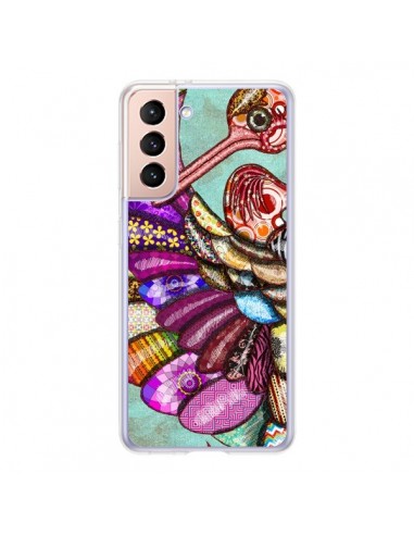 Coque Samsung Galaxy S21 5G Paon Multicolore Eco Bird - Maximilian San