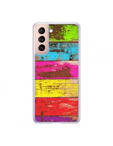 Coque Samsung Galaxy S21 5G Bois Coloré Vintage - Maximilian San