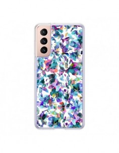 Coque Samsung Galaxy S21 5G Aquatic Flowers Blue - Ninola...