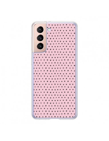 Coque Samsung Galaxy S21 5G Artsy Dots Pink - Ninola Design