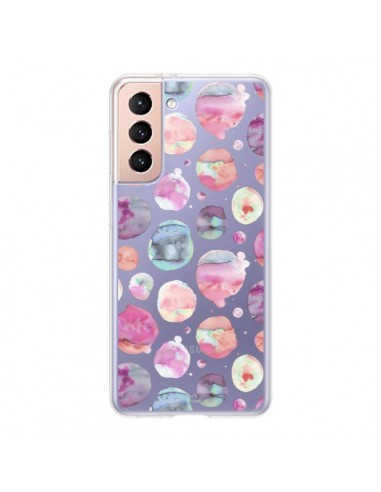 Coque Samsung Galaxy S21 5G Big Watery Dots Pink - Ninola Design