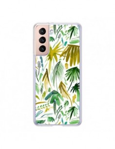Coque Samsung Galaxy S21 5G Brushstrokes Tropical Palms...