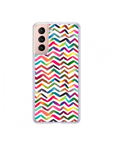 Coque Samsung Galaxy S21 5G Chevron Stripes Multicolored - Ninola Design