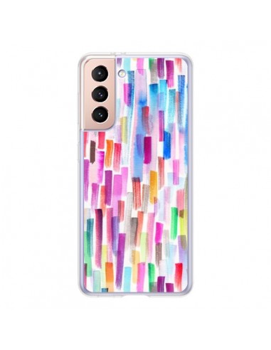 Coque Samsung Galaxy S21 5G Colorful Brushstrokes Multicolored - Ninola Design