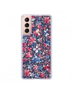 Coque Samsung Galaxy S21 5G Colorful Little Flowers Navy...