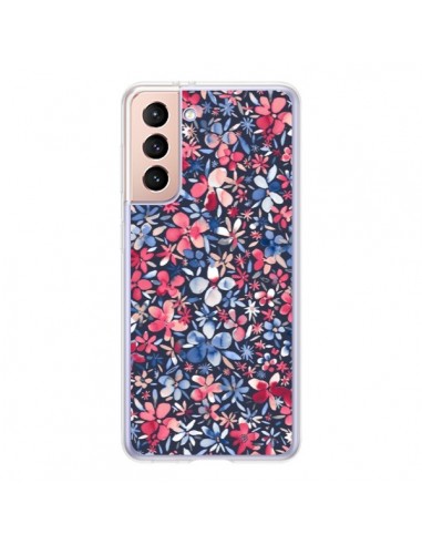 Coque Samsung Galaxy S21 5G Colorful Little Flowers Navy - Ninola Design