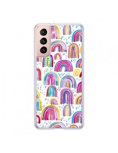 Coque Samsung Galaxy S21 5G Cute Watercolor Rainbows - Ninola Design