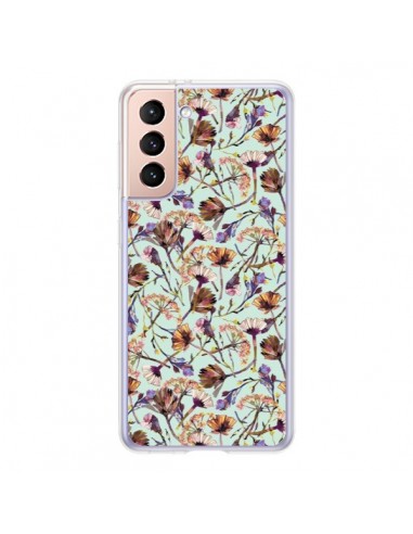 Coque Samsung Galaxy S21 5G Dry Blue Flowers - Ninola Design