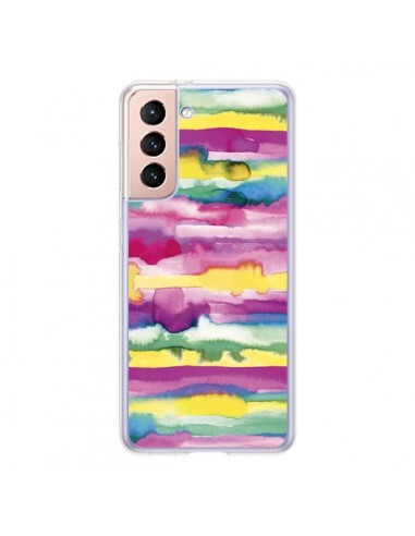 Coque Samsung Galaxy S21 5G Gingham Vichy Pink - Ninola Design