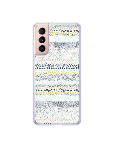 Coque Samsung Galaxy S21 5G Little Textured Dots Green - Ninola Design