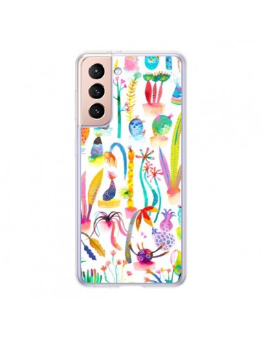 Coque Samsung Galaxy S21 5G Little Textured Dots White - Ninola Design