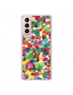 Coque Samsung Galaxy S21 5G Speckled Watercolor Blue -...