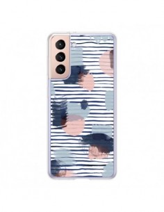Coque Samsung Galaxy S21 5G Watercolor Stains Stripes...