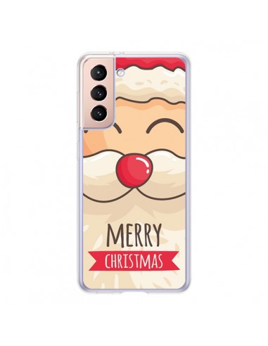 Coque Samsung Galaxy S21 5G Moustache du Père Noël Merry Christmas - Nico