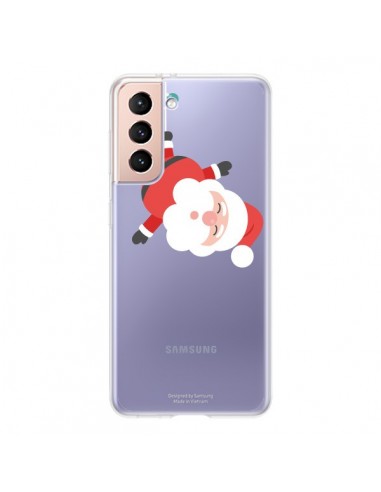 Coque Samsung Galaxy S21 5G Père Noël et sa Guirlande transparente - Nico