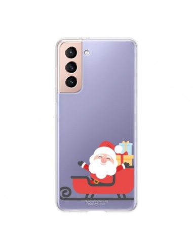 Coque Samsung Galaxy S21 5G Père Noël et son Traineau transparente - Nico