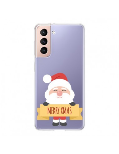 Coque Samsung Galaxy S21 5G Père Noël Merry Christmas transparente - Nico
