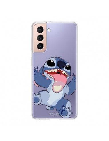 Coque Samsung Galaxy S21 5G Stitch de Lilo et Stitch Langue transparente