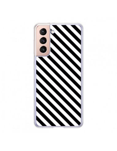 Coque Samsung Galaxy S21 5G Bonbon Candy Noire et Blanche Rayée - Nico