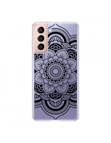 Coque Samsung Galaxy S21 5G Mandala Noir Azteque Transparente - Nico