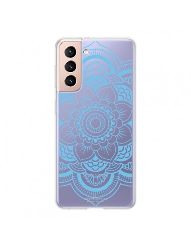 Coque Samsung Galaxy S21 5G Mandala Bleu Azteque Transparente - Nico