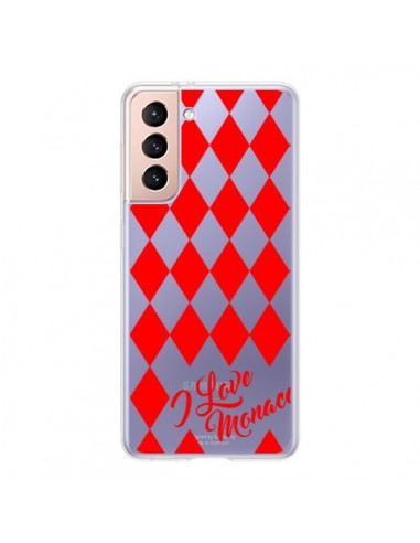 Coque Samsung Galaxy S21 5G I Love Monaco et Losange Rouge - Nico