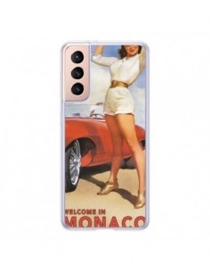 Coque Samsung Galaxy S21 5G Welcome to Monaco Vintage Pin...