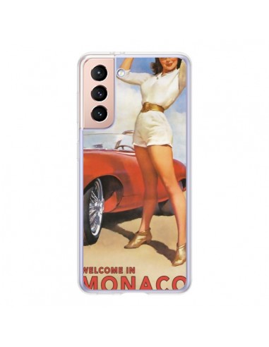 Coque Samsung Galaxy S21 5G Welcome to Monaco Vintage Pin Up - Nico