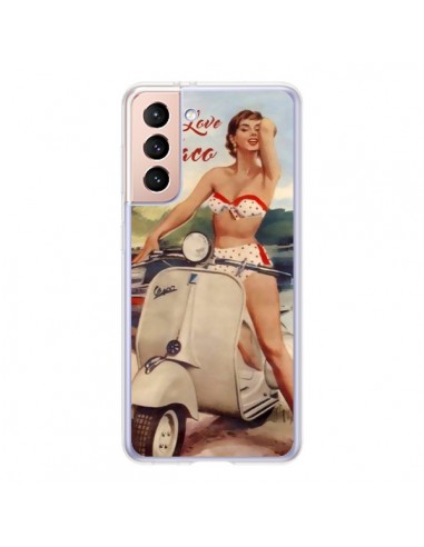 Coque Samsung Galaxy S21 5G Pin Up With Love From Monaco Vespa Vintage - Nico