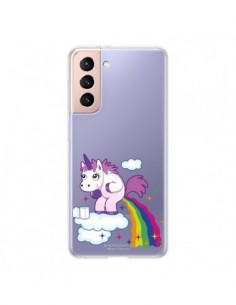 Coque Samsung Galaxy S21 5G Licorne Caca Arc en Ciel...