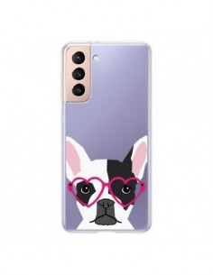 Coque Samsung Galaxy S21 5G Bulldog Français Lunettes...