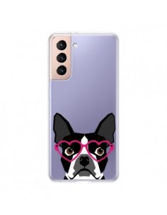 Coque Samsung Galaxy S21 5G Boston Terrier Lunettes...