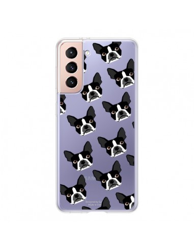 Coque Samsung Galaxy S21 5G Chiens Boston Terrier Transparente - Pet Friendly